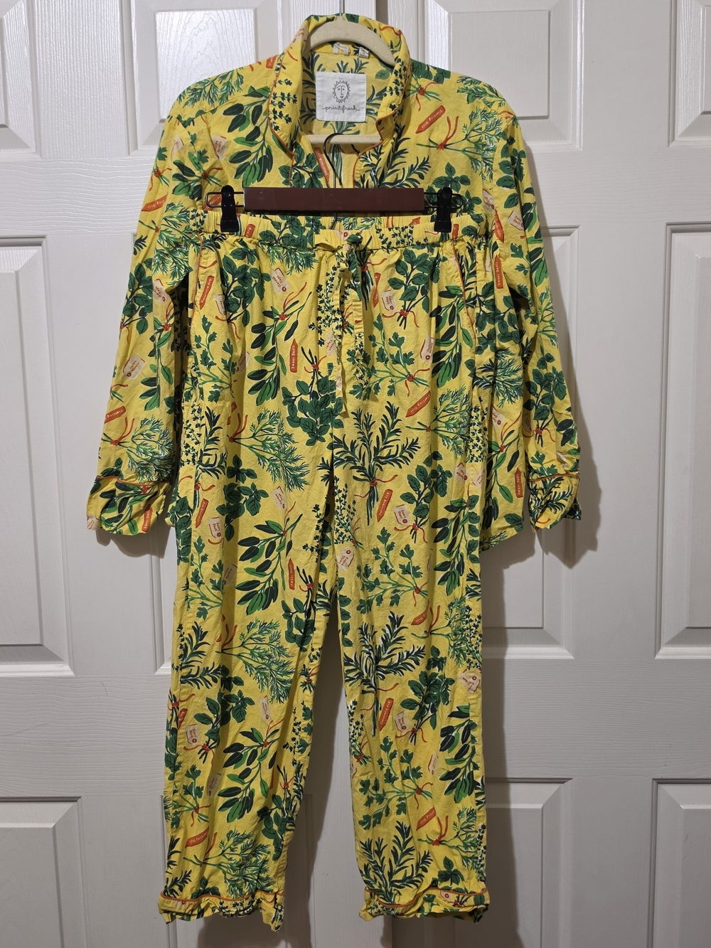 Print Fresh 2 Piece Pajama Set Herb Garden Sz S Organic Cotton Pockets